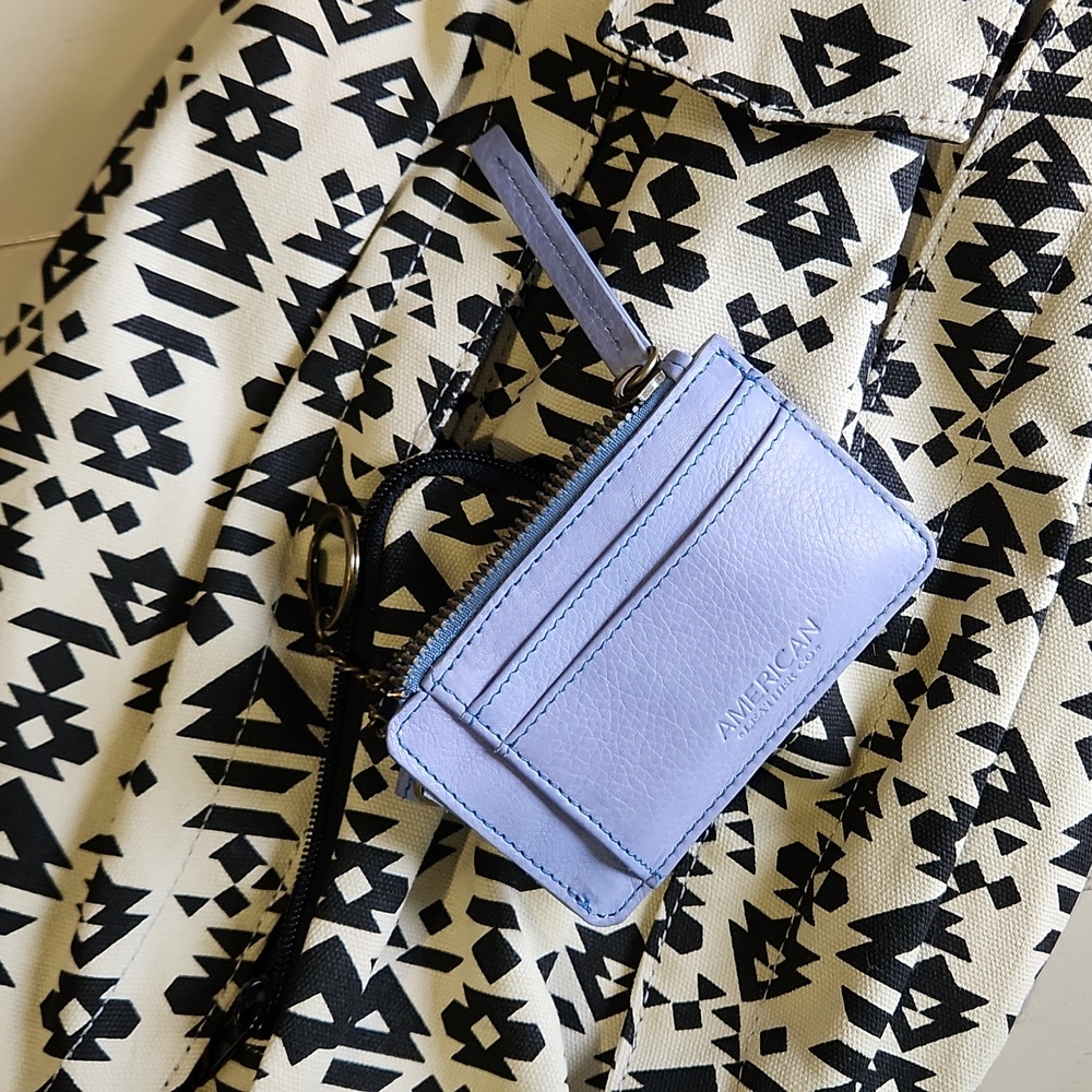 AMERICAN LEATHER COMANY, Small Zipper Wallet, blue